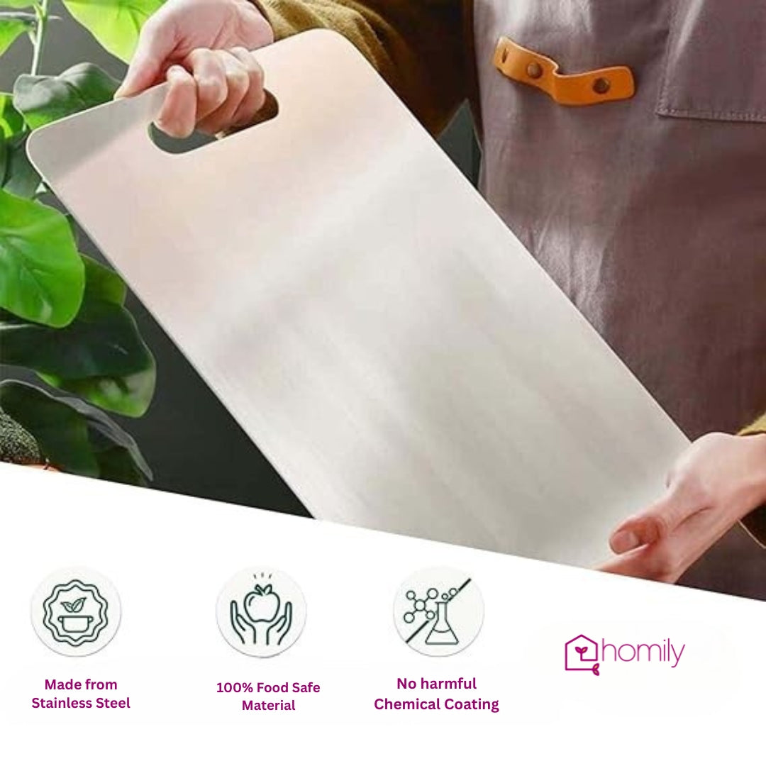 Homily Premium Stainless Steel Anti-Skid Kitchen Chopping Board
