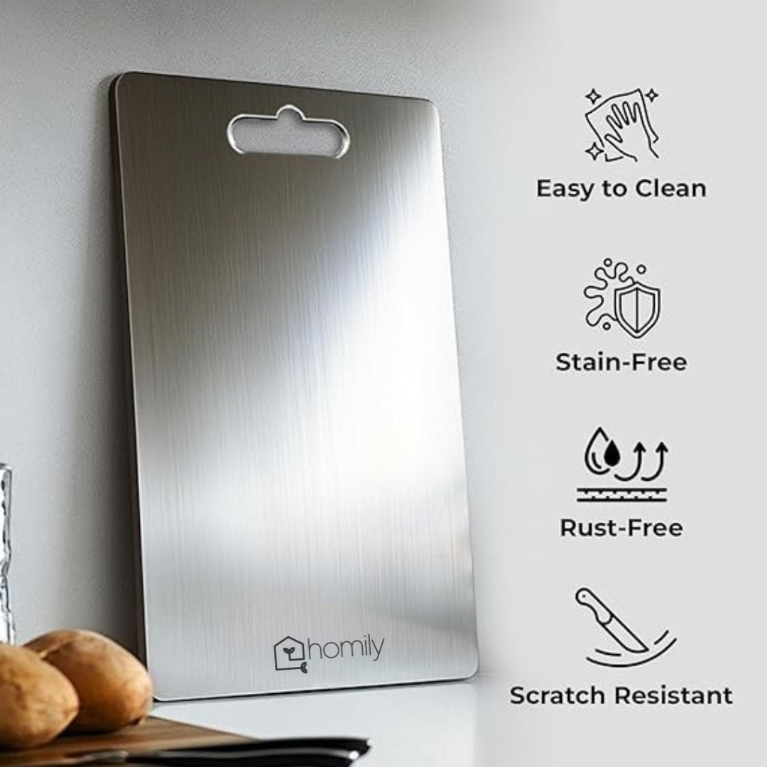 Homily Premium Stainless Steel Anti-Skid Kitchen Chopping Board