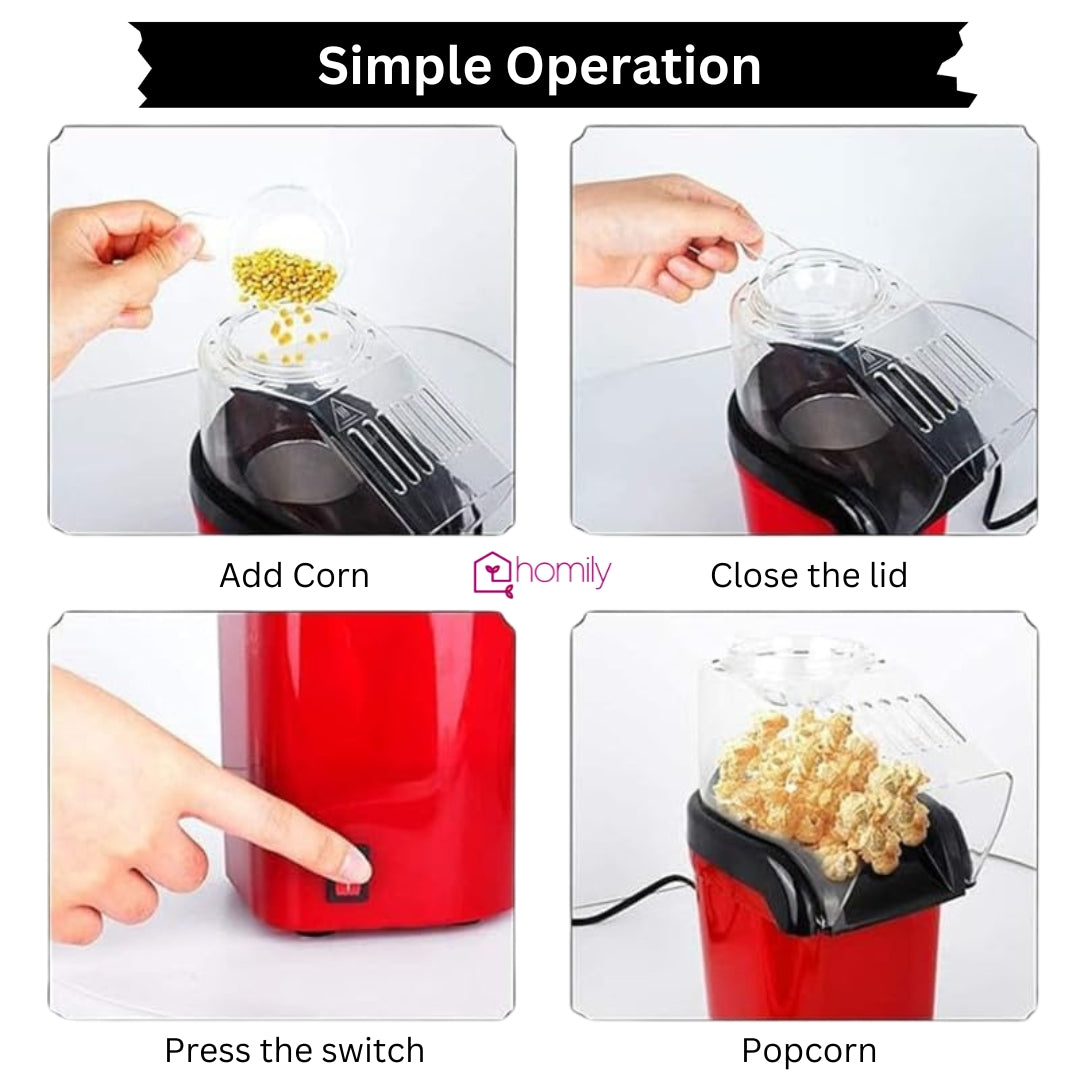 Homily Hot Air Popcorn Machine and Home Use Electric Popcorn Machine