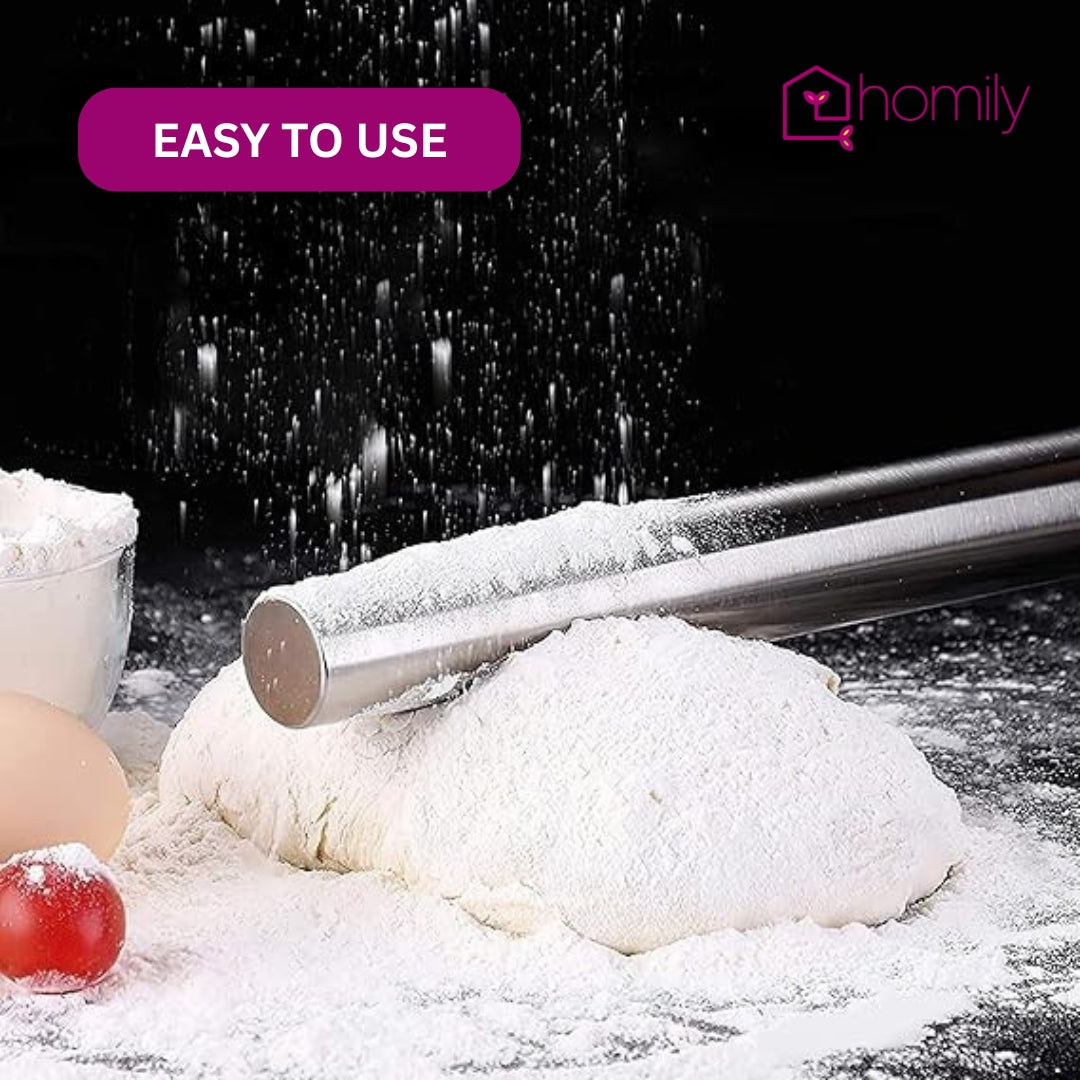 Homily Stainless Steel Rolling Pin for Chapati, Roti, Dough