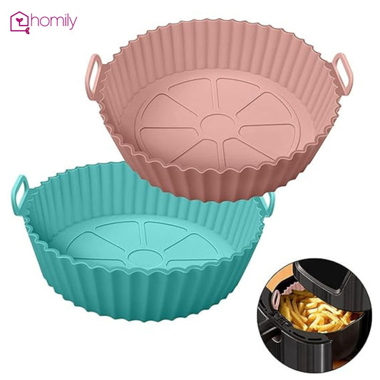 Homily Air Fryer Liners | Round Silicone Basket Baking Tray | Pack of-2