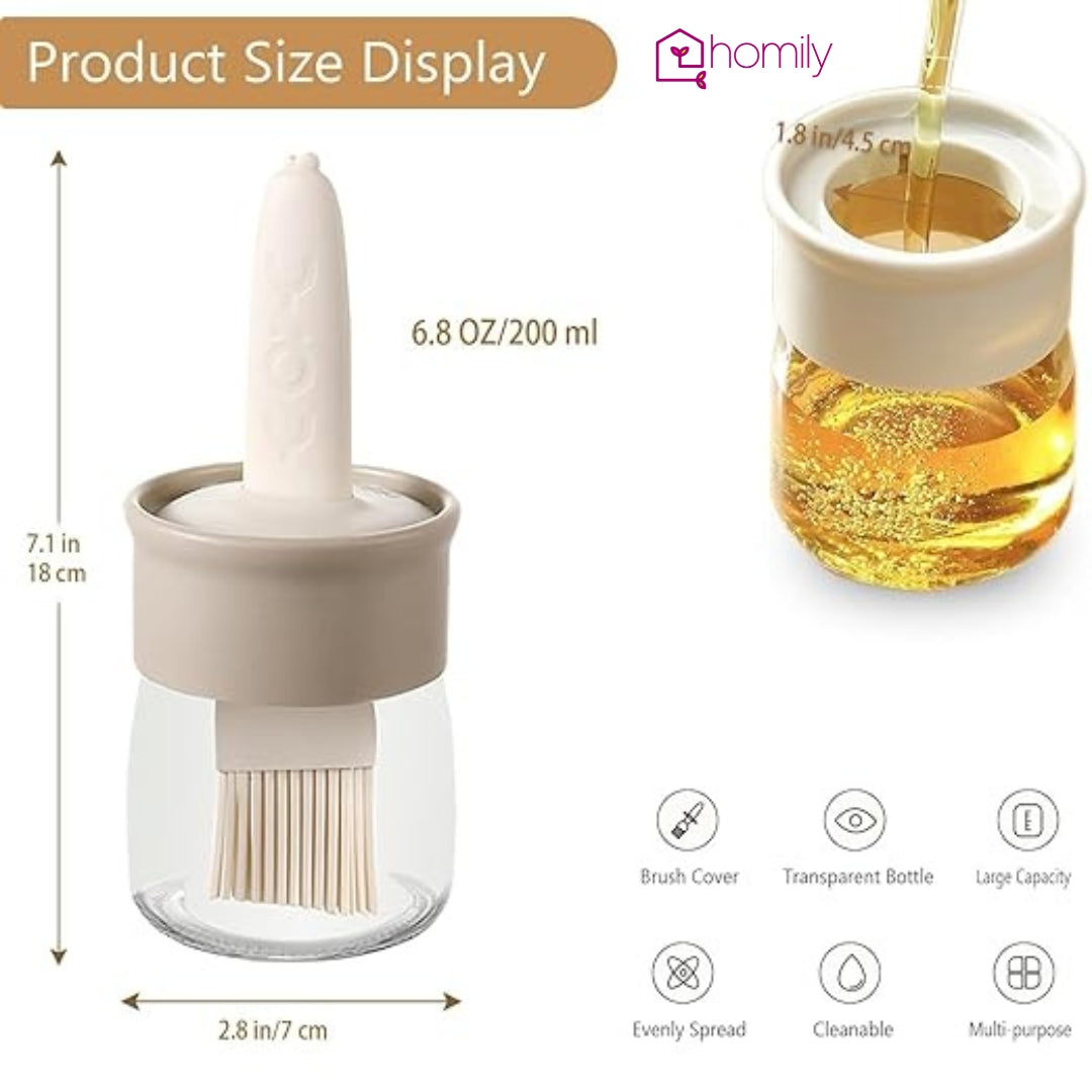 Homily Glass Oil Dispenser Bottle with Silicone Brush