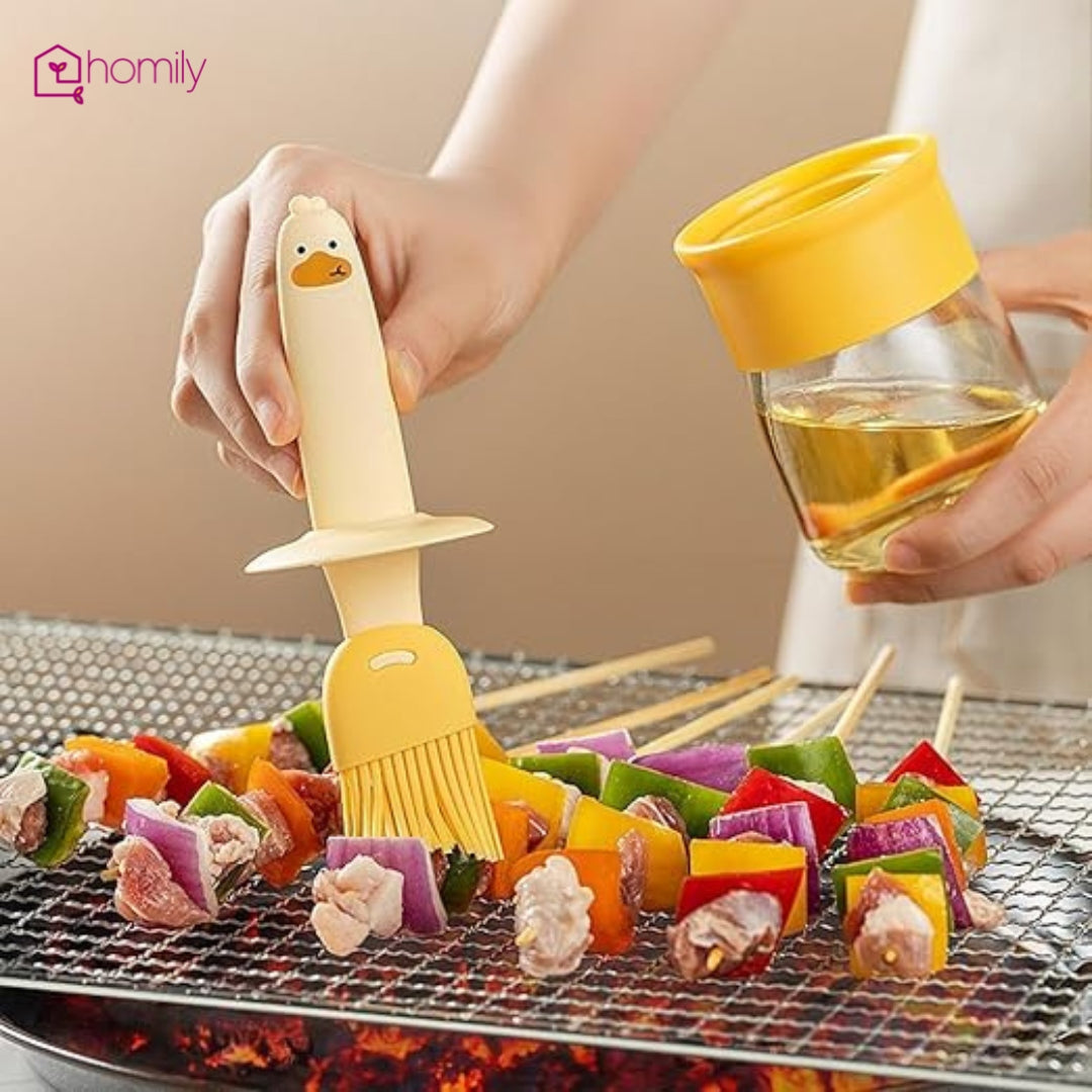 Homily Glass Oil Dispenser Bottle with Silicone Brush